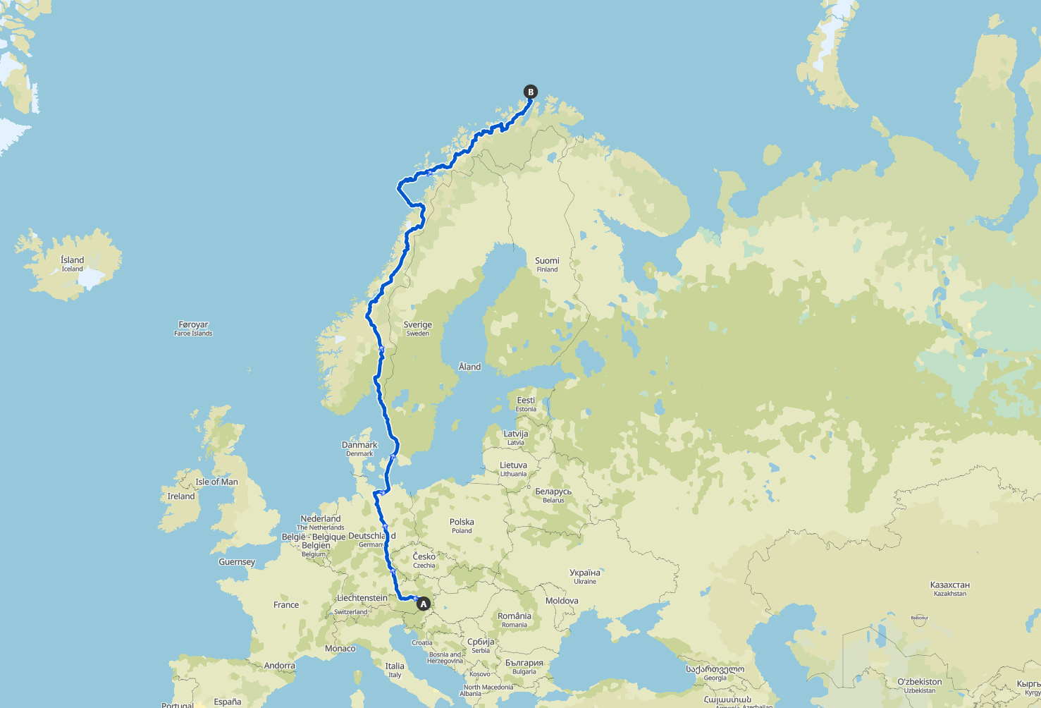nordkap-tour-map